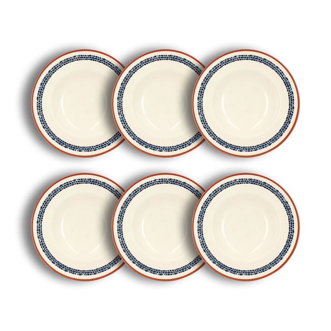 Lot de 6 assiettes à pâtes en faïence 28cm, AMATXI Couleur blanc <span itemprop=