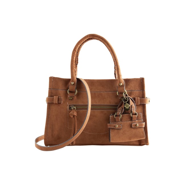 Sac à main avec breloque marron fauve <span itemprop=
