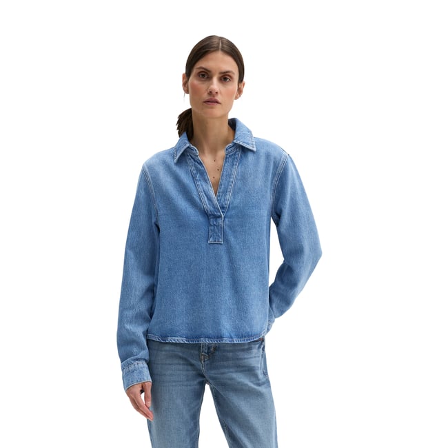 Tunique-blouse en jean relaxed en mélange TENCEL™ Lyocell bleu moyen <span itemprop=