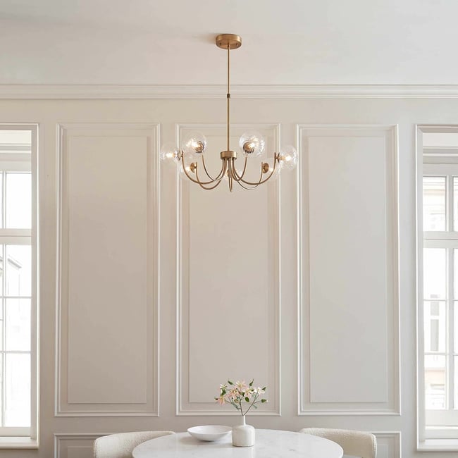 Harville 7-Light Dome Glass Pendant Light, aged brass, ÉDITÉ