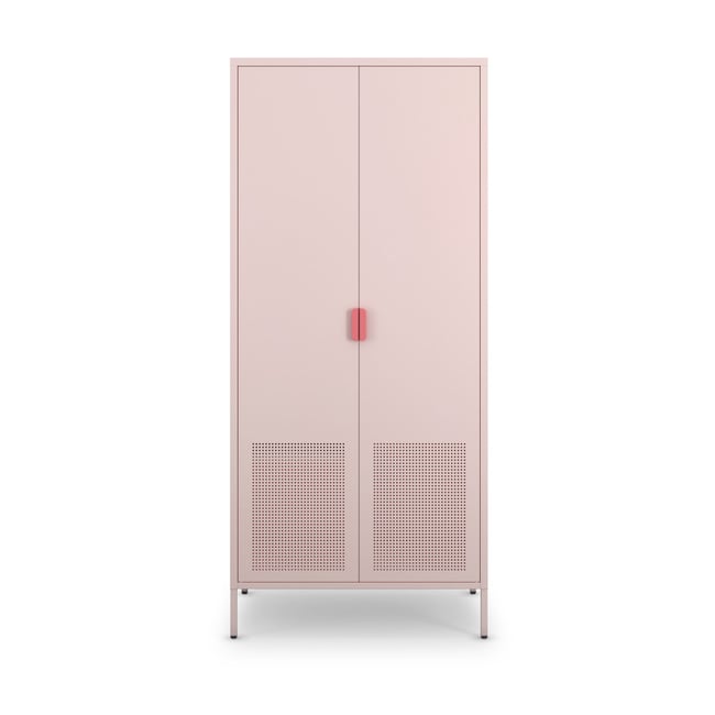 Armoire 2 portes en métal H180cm- ADEL Couleur rose blush <span itemprop=