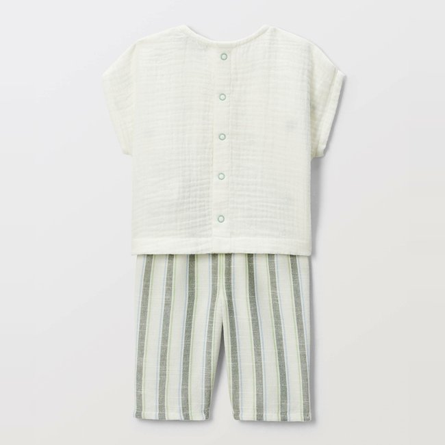 Ensemble tee-shirt brodé et pantalon imprimé thym <span itemprop=