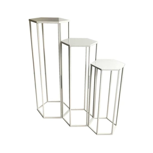 Lot de 3 sellettes gigognes métal blanc Couleur v002227 <span itemprop=