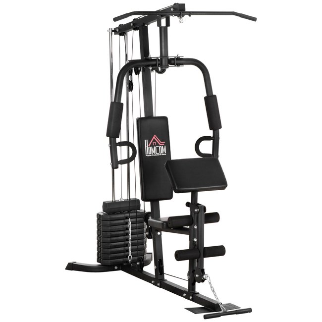 Station de musculation complète avec 9 contrepoids acier noir <span itemprop=