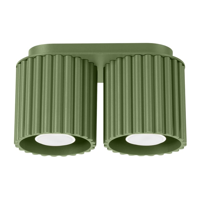 Plafonnier Aluminium Vert Olive GU10 2 Aura Couleur vert <span itemprop=