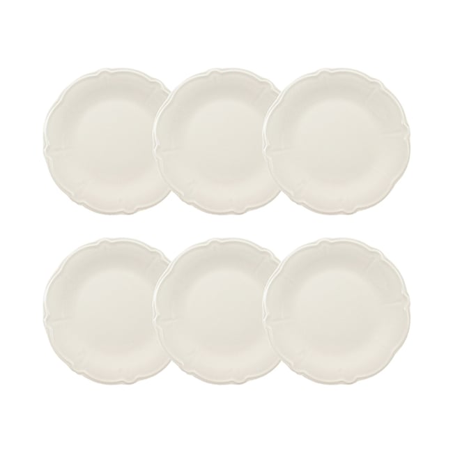 Lot de 6 assiettes plates en grès 26cm, CHARLOTTE Couleur blanc <span itemprop=