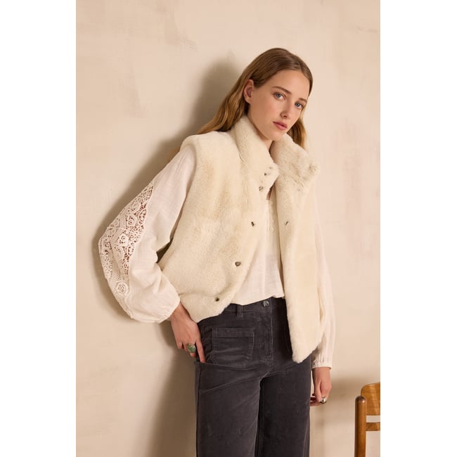 Gilet sans manches SUZANNE beige <span itemprop=