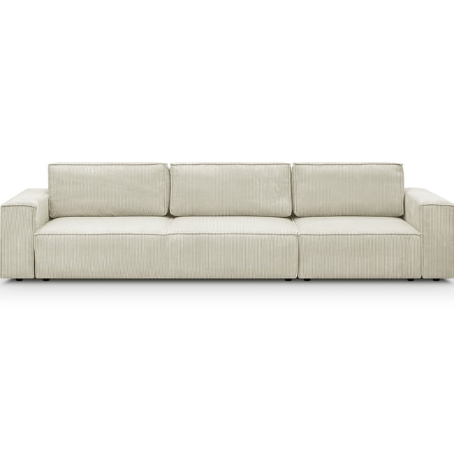 Canapé convertible 5 places en velours côtelé - HARPER MOD Couleur beige <span itemprop=
