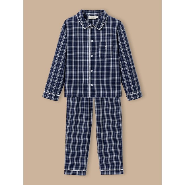 Pyjama grands carreaux carreaux bleu <span itemprop=
