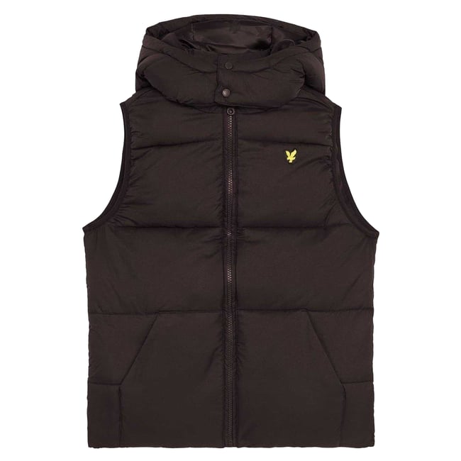 Veste matelassée sans manches à capuche noir <span itemprop=