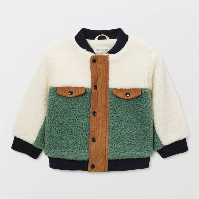 Blouson teddy en nylon et sherpa mud <span itemprop=