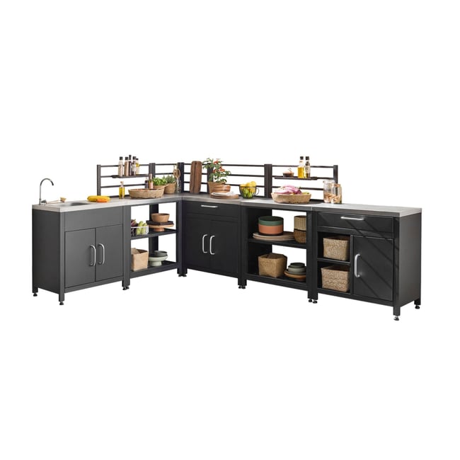 Cuisine extérieure 6 modules acier inoxydable GRIMAUD 6 MODULES noir <span itemprop=