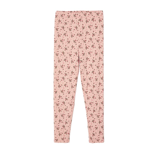 Legging à fleurs maille pointelle rose poudré <span itemprop=