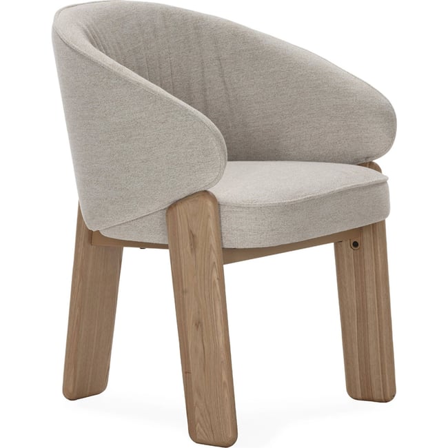Chaise enveloppante en frêne et tissu Couleur naturel et blanc <span itemprop=