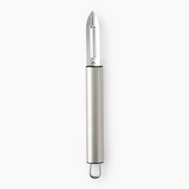 Eplucheur légumes, forme droite argent <span itemprop=