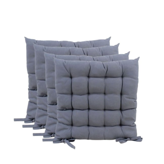 Lot de 4 galettes de chaise 40x40cm gris <span itemprop=
