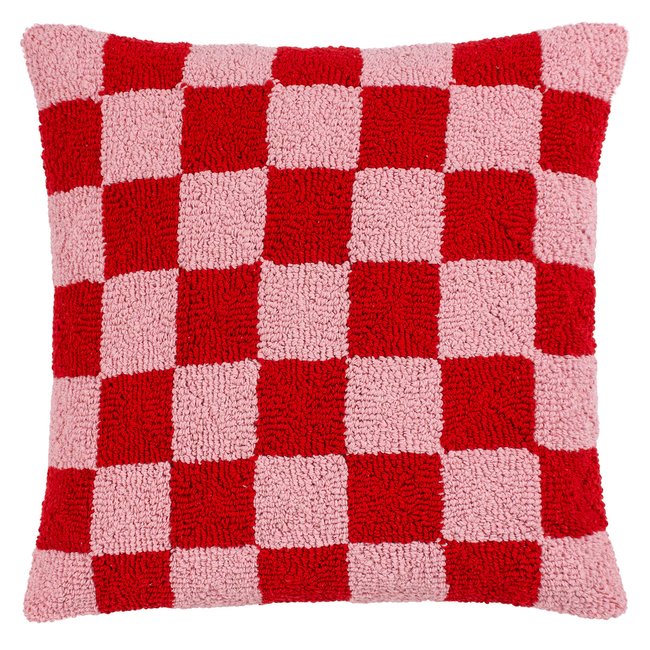 Check Knitted Cushion Filled Cushion 45x45cm, red/pink, HEYA HOME