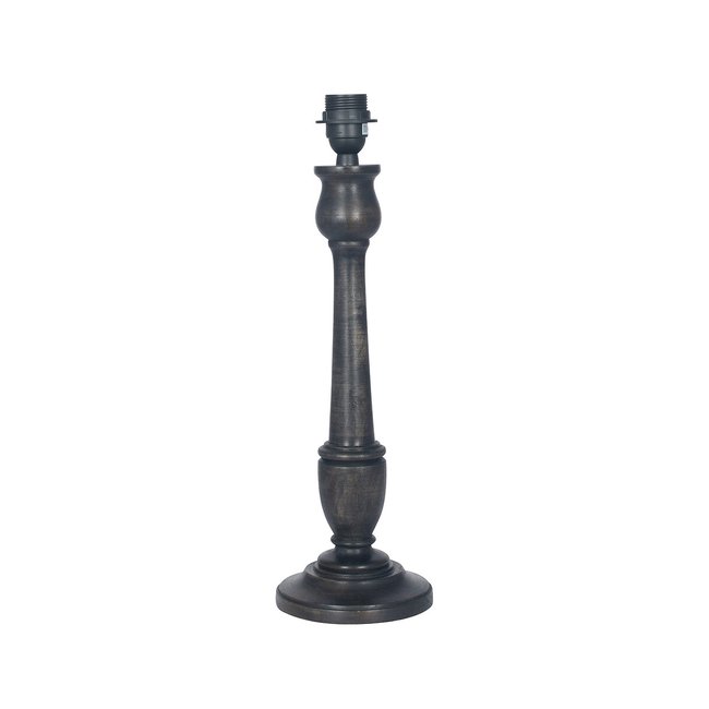 Antique Black Candlestick Wood Table Lamp Base, black, SO'HOME
