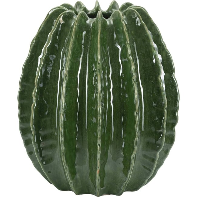 Vase rond en céramique relief cactus MODERN Couleur vert brillant <span itemprop=