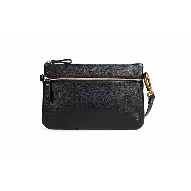Sac à bandoulière en cuir VICKY noir uni <span itemprop=