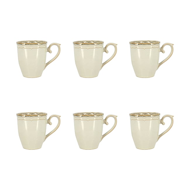Lot de 6 mugs 30cl en grès, SIGNATURE Couleur beige <span itemprop=