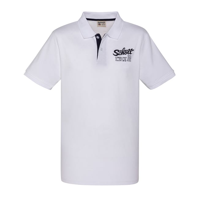 Polo shirt with embroidered logo and contrasting placket - SCHOTT