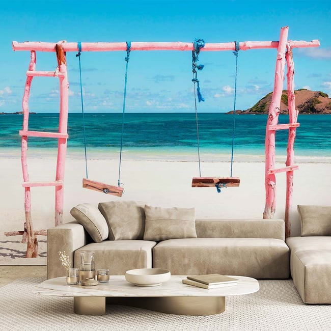 Papier peint panoramique balance rose Couleur intissé <span itemprop=