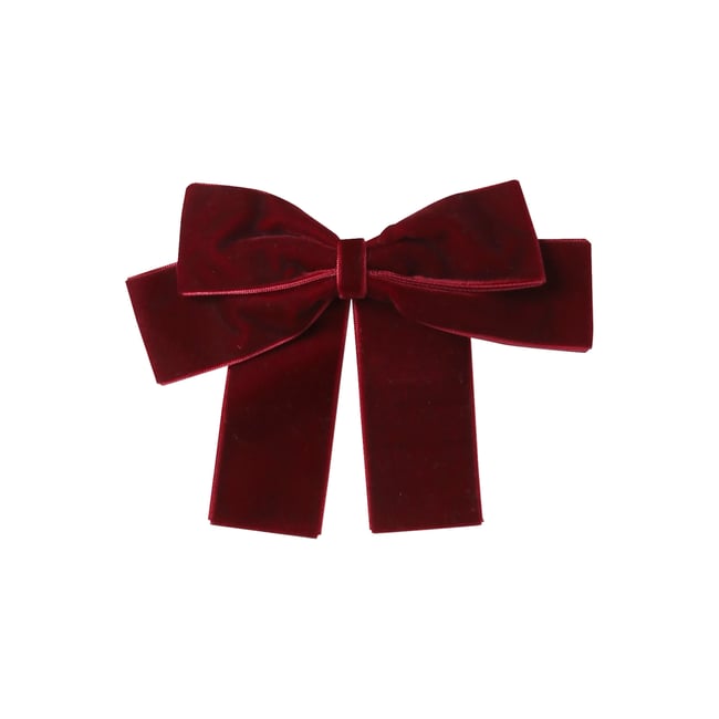 Pince à cheveux avec gros nœud en velours rouge <span itemprop=