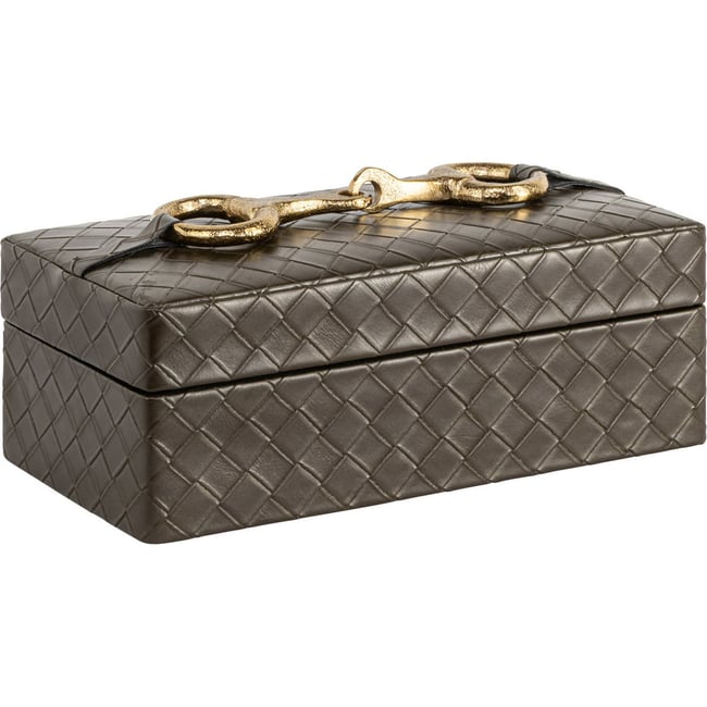 Boîte de rangement effet matelassé Couleur olive <span itemprop=