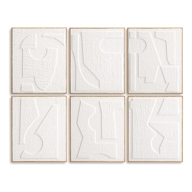 Set of 6 Hekatos Embossed Paper Frames, white, AM.PM