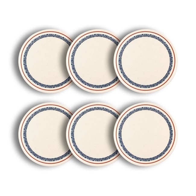 Lot de 6 assiettes à pizza en faience 32cm, AMATXI Couleur blanc <span itemprop=