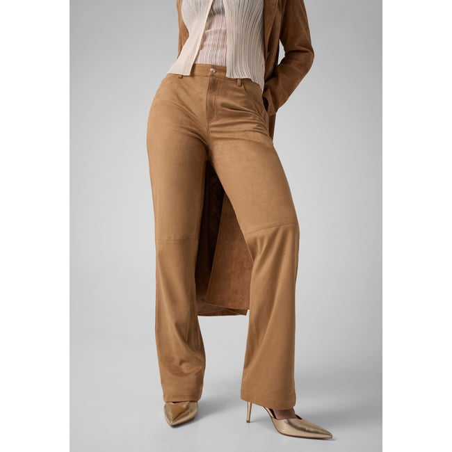 Pantalon Taille Mi-Haute Straight marron <span itemprop=