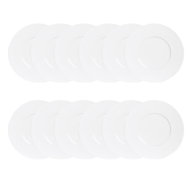 Maxi lot de 12 assiettes plates   27 cm-ZEN Couleur blanc <span itemprop=