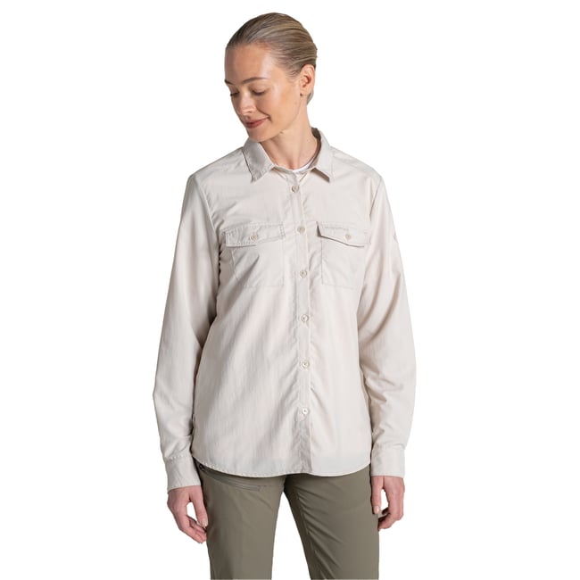 Chemise unie manches longues LOUKKOS rose <span itemprop=