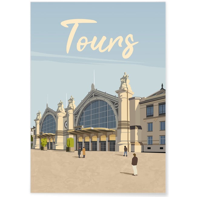 Affiche ville Tours 2 Couleur blanc <span itemprop=