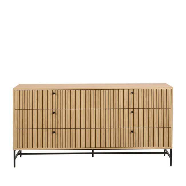 Commode 6 tiroirs en bois L157.9cm- STORO Couleur bois clair <span itemprop=
