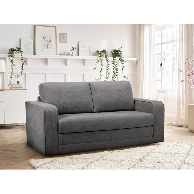 Canapé droit convertible 2 places en tissu texturé, COME - BOBOCHIC
