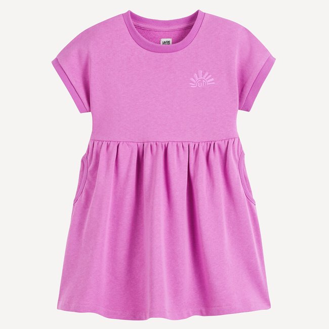 Robe manches courtes en molleton violet <span itemprop=