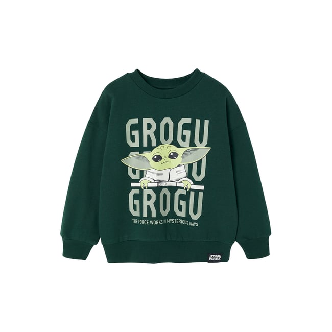 Sweat-shirt Star Wars Grogu vert sapin <span itemprop=