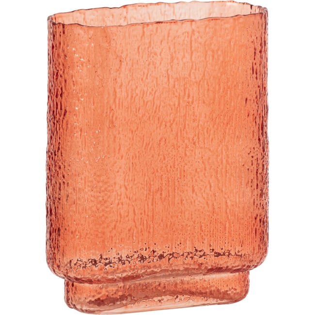 Vase rectangulaire en verre à relief Couleur orange opaque <span itemprop=