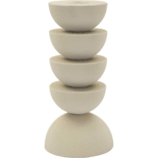 Bougeoir haut en fer esprit dunes MODERN Couleur crème <span itemprop=