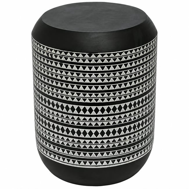 Table d'appoint noire à motifs ethniques MALMOE Couleur noir <span itemprop=