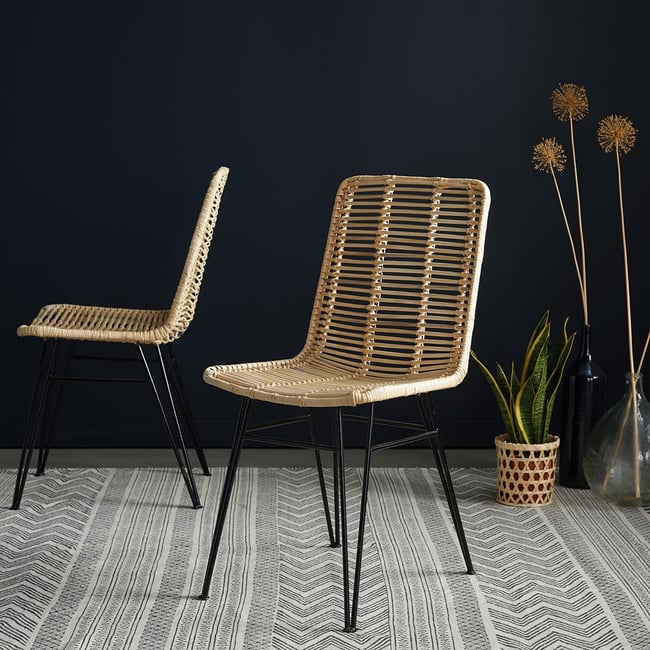 Lot de 2 chaises en rotin et métal  BOHEMA Couleur naturel <span itemprop=