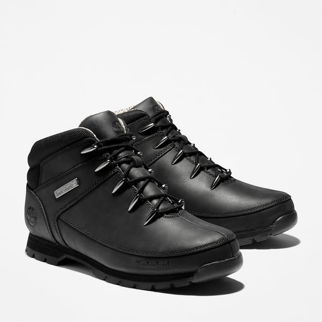 Botas EURO SPRINT MIDE LACE em pele preto  <span itemprop=