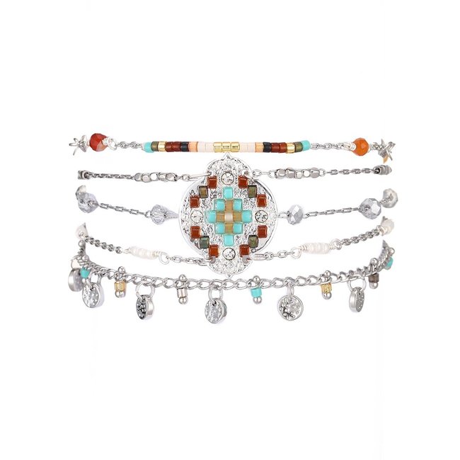 Bracelet multiliens avec perles GOLDVILLE argent <span itemprop=
