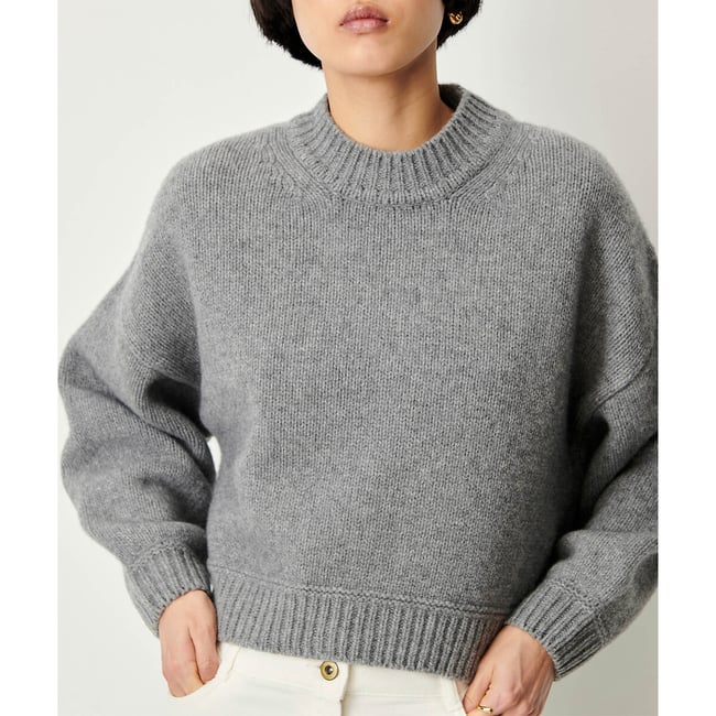 Pull en laine col rond, SPERO gris <span itemprop=