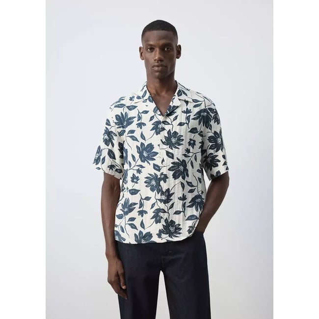 Chemise fluide imprimé fleuri beige <span itemprop=