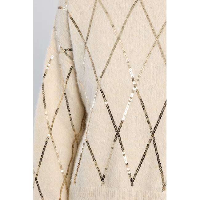 Pull en maille, à sequins cream <span itemprop=