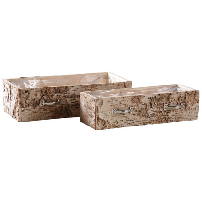 Lot de 2 jardinières en bouleau blanchi - AUBRY GASPARD