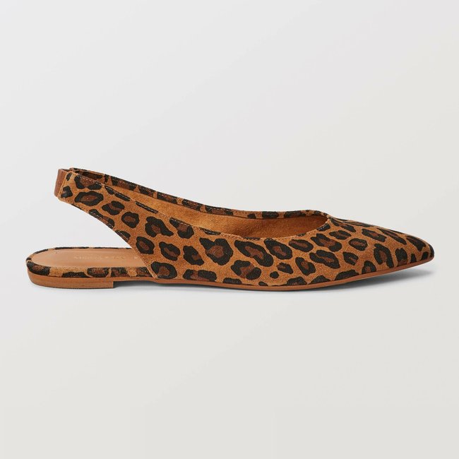 Slingback léopard en cuir velours antilope <span itemprop=